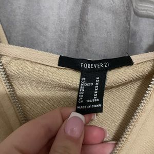 forever 21 beige cropped zip up